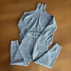 GU グレー ニット タートルネック セットアップ 上M下S