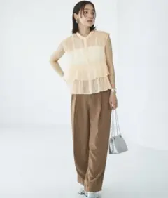 VIS シアーブラウス ベージュ