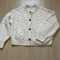 GU アイボリー ケーブル編み ニットカーディガン