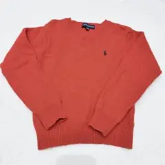 ラルフローレン 長袖 セーター ニット 赤 Vネック 120〜130 レッド