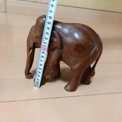 レトロ　木製象 手彫り 約16cm