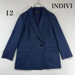 美品　INDIVI　洗える　テーラードジャケット　ダブル　ミドル丈　日本製　XL