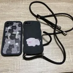 iPhone se iPhone8用ケース 猫柄とブタ
