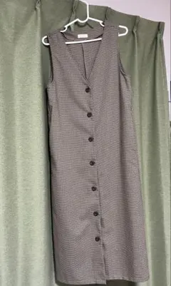 earth music&ecology ブラウンチェックノースリーブドレス