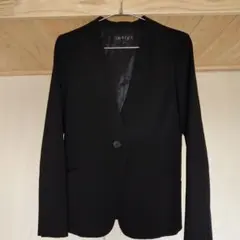INDIVI ブラック ノーカラージャケット 36