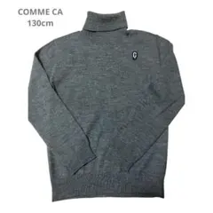 【COMME CA】グレー　タートルネック　ニット　セーター ロゴ刺繍