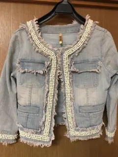 ジージャン　ロイヤルパーティー　パール　水色　おしゃれ　春服　美品　結婚式