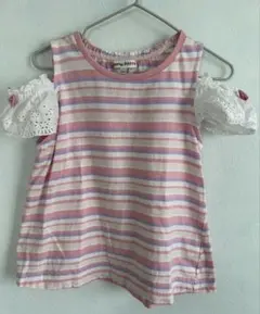 anyFAM ストライプ オフショルダー Tシャツ 120