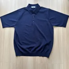 【美品】グローバルワーク 洗えるニットポロ ネイビー S
