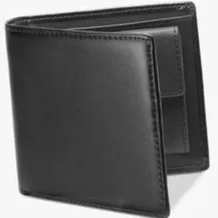 Brand new men's bifold wallet, made of high-quality genuine leather with anti-skimming features, in black.