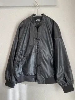 ZARA フェイクレザー チャイナ ボンバー ジャケット