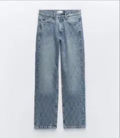 【完売品】ZARA ミッドライズデニムパンツ ラインストーン