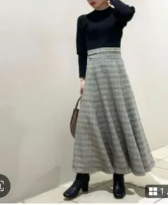 FRAY I.D リブニットドッキング ロングワンピース チェック 秋冬