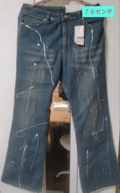未使用　ペイントダメージ加工スプラッシュ デニムパンツ 76センチ