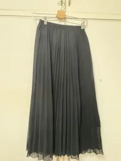 ユニクロ プリーツスカート 黒 ブラック ロング丈 ウエストゴム S