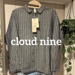 新品cloudnine ダークグレー ストライプ 長袖シャツ