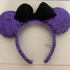 ディズニー ミニーカチューシャ 紫スパンコール