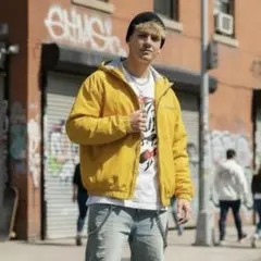 90s~00sGEARスウェットライナー刺繍ナイロンジャケット黄XLサイズサイズ