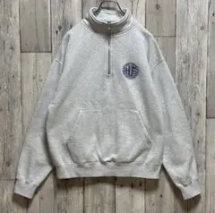ハフ　HUF ハーフジップ　スウェット 刺繍ロゴ　グレー　ジップポケット　M