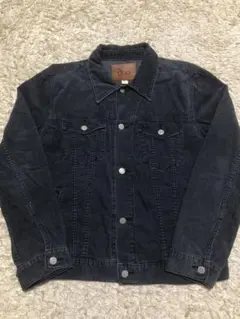 オールド　gap コーデュロイ　ジャケット　黒　短丈　グランジ　レザーパッチ