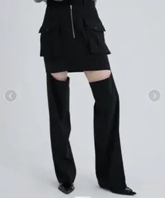 2021SS sacai プリーツスカートドッキングフレアパンツ ブラック