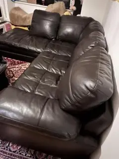 ダークブラウン レザー コーナーソファ