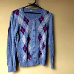 アーガイル柄 ニットカーディガン