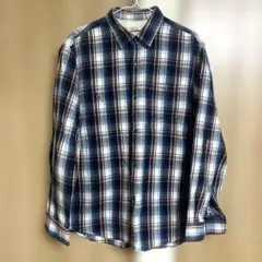 【美品XL】グローバルワーク ネルシャツ 厚手 チェック柄 ネイビー 完売品