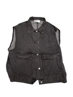 ダークグレー デニムベスト ノースリーブ