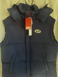 【DIESEL】 フード付きダウンベスト XL ネイビー タグ付き 新品同様