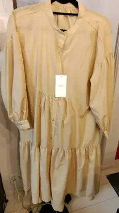 【新品】My:nia シャツワンピース ロング丈 ベージュ F