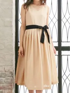 Angeliebe リボン付タックスカートワンピース　マタニティ・授乳服 M/L