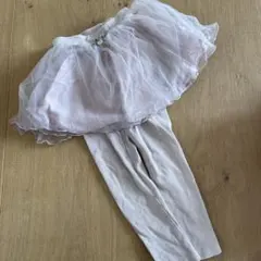 チュールスカート付きレギンス パープルピンク ベージュ
