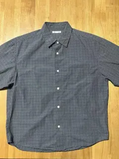 GU 半袖シャツ S グレー系チェック