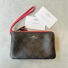 COACH ダブル コーナー ジップ リストレット シグネチャー キャンバス
