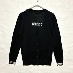 JEANASIS ジーナシス バックロゴ ニットカーディガン Vネック F 黒