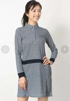 KolwinコルウィンXLレディースゴルフ長袖ワンピース千鳥柄IHEAT
