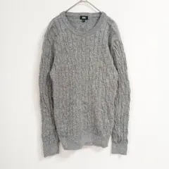 ​ユニクロ コットンカシミヤ ケーブルクルーネックセーター グレー M