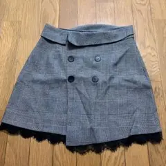 ZARA BASIC グレンチェック スカート レース ブラック グレー