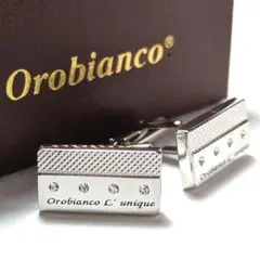 oac66 新品 オロビアンコ カフリンクス シルバー クリスタルガラス ロゴ入