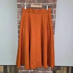 ROPE　ロペ　スカート　オレンジ　フレア　ひざ下丈　ポケット　シンプル　M相当
