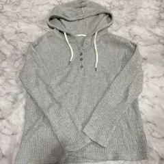 GU グレー ワッフルフード付き　パーカー S