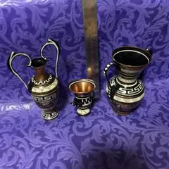 古代ギリシャの壺を模した手描きデザインの銅製の花器(一輪挿し)‼️最最終SALE中