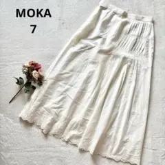 モカ ホワイト フレアスカート Aライン レース仕上げ シンプル 可愛い 7