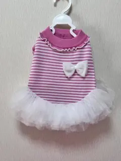 Kalina カリーナ 犬用ドレス ピンクと白のストライプ M サイズ
