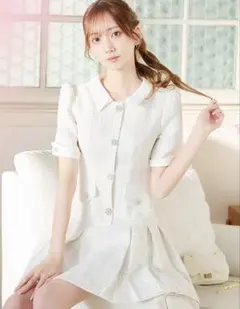 JEWELS ジュエルズ ツイードワンピース Sサイズ 白 襟付き