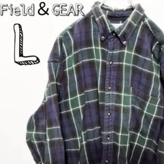 USA古着  Field＆GEAR ネルシャツ　L ネイビー　グリーン　L