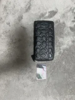 COACH 長財布 ブラック エンボス加工
