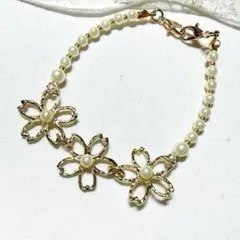 桜とパールの羽織紐　桜　パール　羽織紐