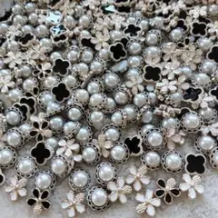 デコパーツ プラパーツ クローバ 手芸パーツ パール 飾り デコレーションパーツ